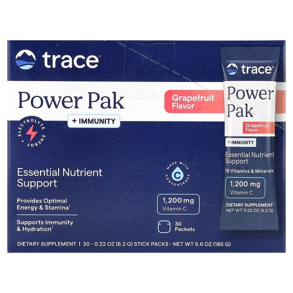 tmr00713_v_40.jpg PowerPak + Immunity, грейпфрут, 30 пакетиков по 6,2 г (0,22 унции) — Trace