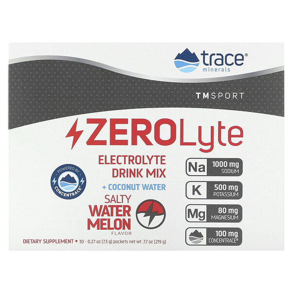 tmr00788_v_11.jpg TM Sport, ZEROLyte, смесь для приготовления электролитического напитка, со вкусом соленого арбуза, 30 пакетиков по 7,3 г (0,27 унции) — Trace
