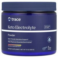 Keto Electrolyte Powder, клубничный лимонад, 369 г (13 унций) — Trace