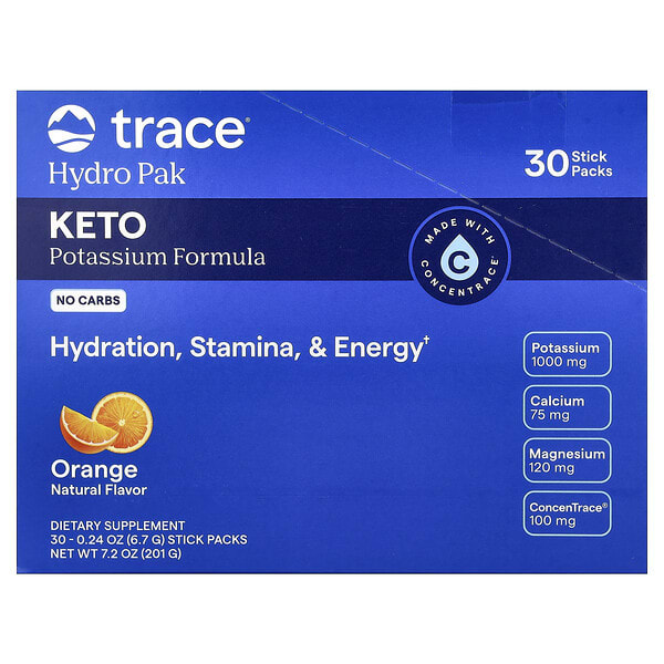 tmr00983_v_43.jpg Hydro Pak Keto, со вкусом апельсина, 30 стик-пакетов по 6,7 г (0,24 унции) — Trace