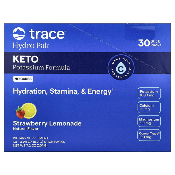 tmr00984_v_43.jpg Hydro Pak Keto, со вкусом клубничного лимонада, 30 стик-пакетов по 6,7 г (0,24 унции) — Trace