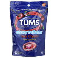 Chewy Delights®, антацид, повышенная сила действия, Every Cherry®, 32 жевательных таблетки (1177 мг в 1 жевательной таблетке) — Tums