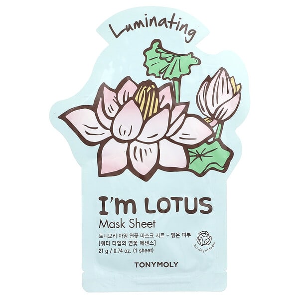 tmy02416_v_18.jpg I'm Lotus,тканевая маска для придания сияния, 1 шт., 21 г (0,74 унции) — TonyMoly