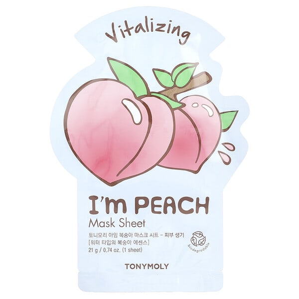 tmy02422_v_8.jpg I'm Peach, восстанавливающая тканевая маска с персиком, 1 шт., 21 г (0,74 унции) — TonyMoly