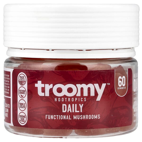 tno04432_v_8.jpg Daily, Functional Mushrooms Gummies, Strawberry Mango, 60 Gummies, 9.52 oz (270 g) — Troomy Nootropics