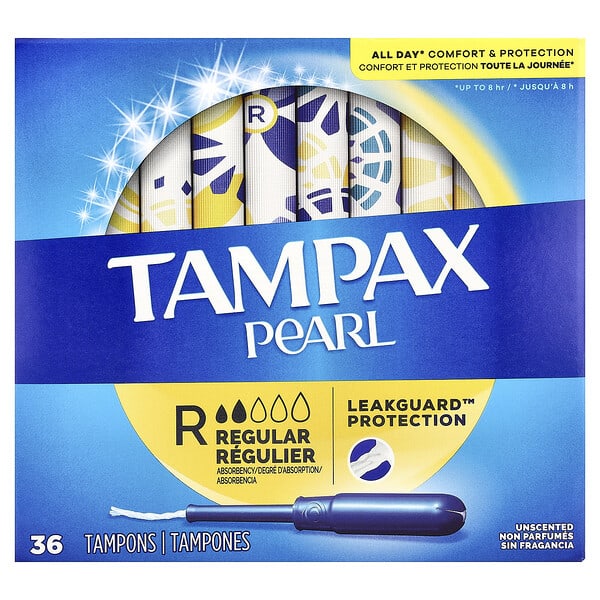tpx00455_v_48.jpg Tampax, Жемчуг, обычный, без запаха, 36 тампонов