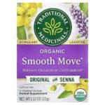 Organic Smooth Move®, оригинальный вкус с сенной, без кофеина, 16 упакованных чайных пакетиков, 32 г (1,13 унции) — Traditional Medicinals