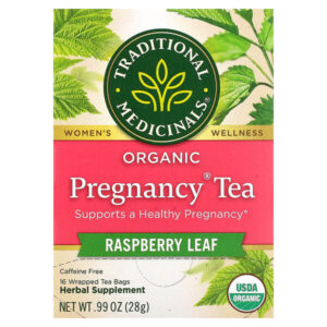 органический чай Pregnancy®, листья малины, без кофеина, 16 чайных пакетиков, 28 г (0,99 унции) — Traditional Medicinals