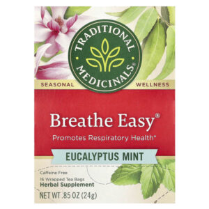 Breathe Easy, эвкалипт и мята, без кофеина, 16 чайных пакетиков в упаковке, 24 г (0,85 унции) — Traditional Medicinals