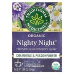 Organic Nighty Night®, ромашка и пассифлора, без кофеина, 16 чайных пакетиков, 24 г (0,85 унции) — Traditional Medicinals