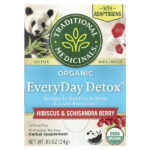 Organic EveryDay Detox®, ягоды гибискуса и лимонника, без кофеина, 16 чайных пакетиков в упаковке, 24 г (0,85 унции) — Traditional Medicinals