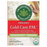Organic Cold Care PM, таволга и корица, без кофеина, 16 чайных пакетиков в упаковке, 32 г (1,13 унции) — Traditional Medicinals