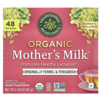 Organic Mother's Milk®, оригинальный продукт с фенхелем и пажитником, без кофеина, 48 чайных пакетиков в упаковке, 84 г (2,96 унции) — Traditional Medicinals