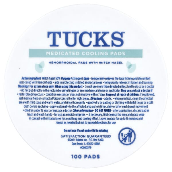 tuk00730_v_49.jpg Tucks, пропитанные медикаментами охлаждающие подушечки, 100 подушечек