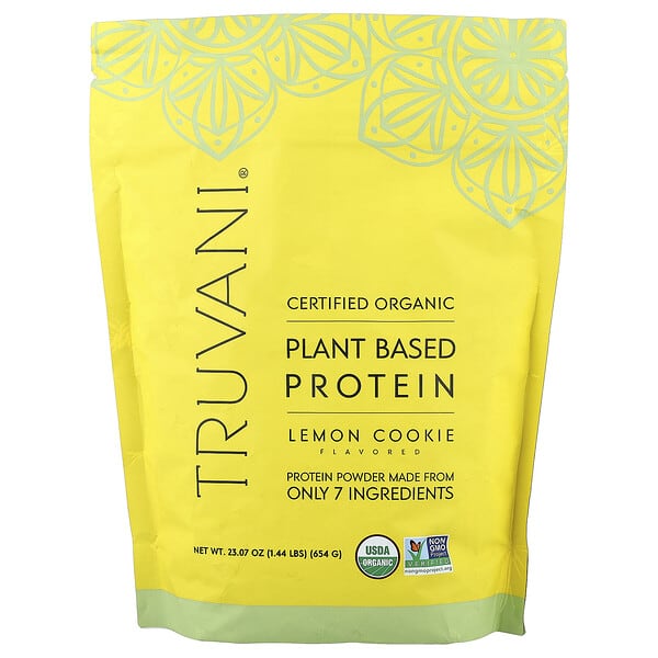 tuv41923_v_4.jpg Truvani, Organic Plant Based Protein, Lemon Cookie, 1.44 lbs (654 g)