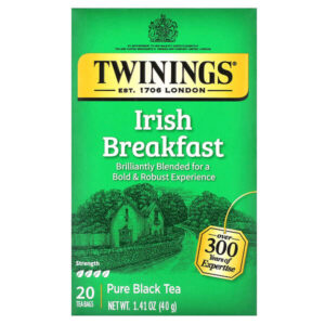 Pure Black Tea, ирландский завтрак, 20 чайных пакетиков, 40 г (1,41 унции) — Twinings