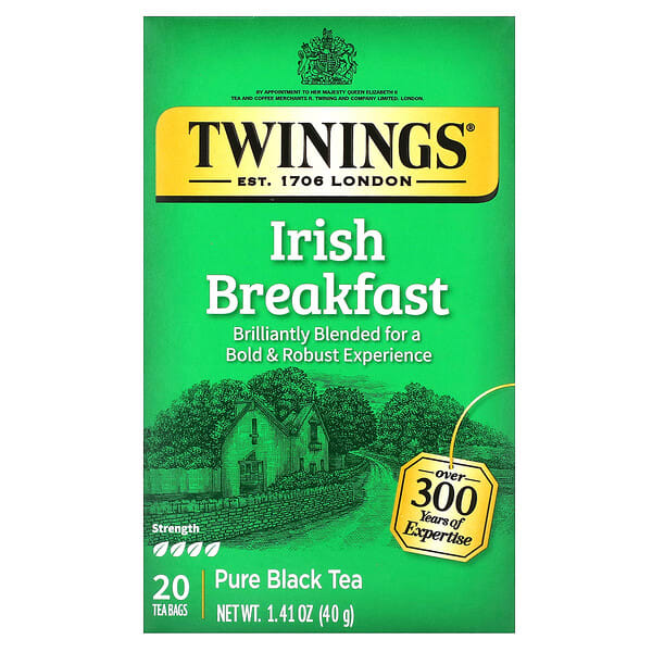 twn15424_v_60.jpg Pure Black Tea, ирландский завтрак, 20 чайных пакетиков, 40 г (1,41 унции) — Twinings