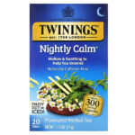 Ароматизированный травяной чай, Nightly Calm, без кофеина, 20 чайных пакетиков, 29 г (1,02 унции) — Twinings