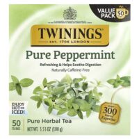 Pure Herbal Tea, чистая перечная мята, без кофеина, 50 чайных пакетиков, 100 г (3,53 унции) — Twinings