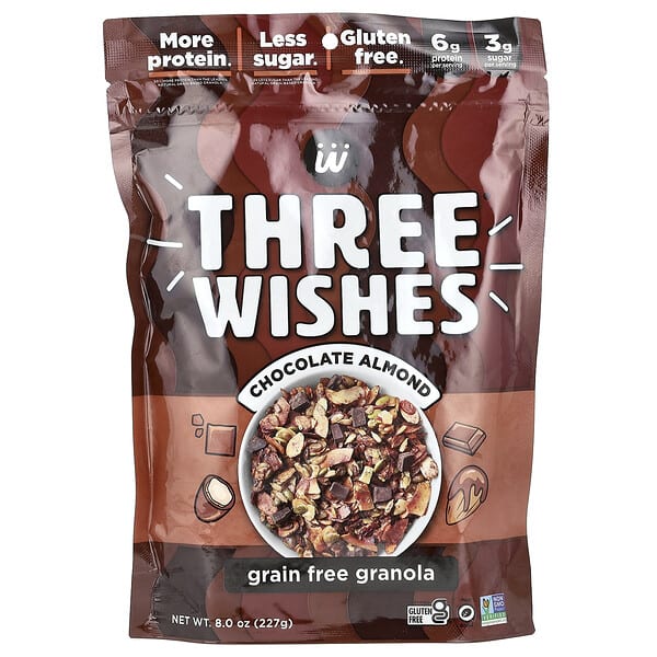 tws81336_v_2.jpg Гранола без зерен, шоколад и миндаль, 227 г (8 унций) — Three Wishes