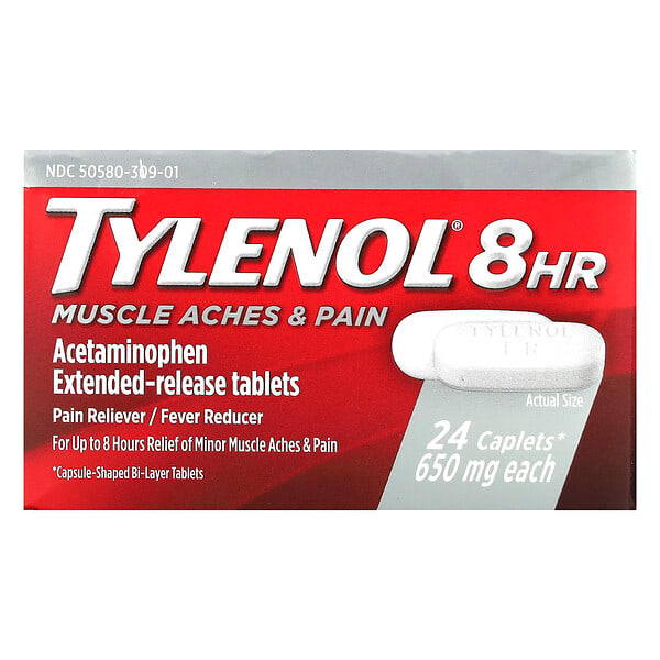 tyn29727_v_39.jpg Tylenol, 8 мышечных болей и боли в сердце, 650 мг, 24 капсулы