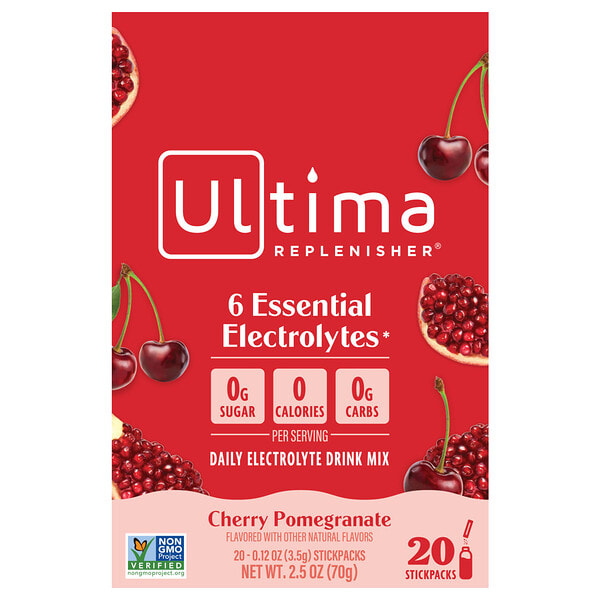 uhp00021_v_65.jpg Electrolyte Mix, вишня и гранат, 20 пакетиков по 3,4 г (0,12 унции) — Ultima Replenisher