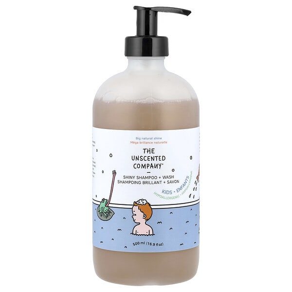 unc00001_v_8.jpg Kids, Shiny Shampoo + Wash, без отдушек, 500 мл (16,9 жидк. Унции) — The Unscented Company
