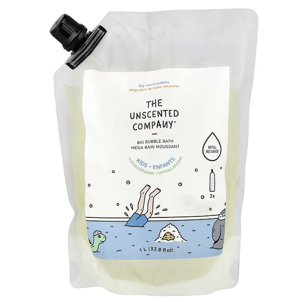 unc00006_v_2.jpg Kids, Big Bubble Bath, Refill, без отдушек, 1 л (33,8 жидк. Унции) — The Unscented Company