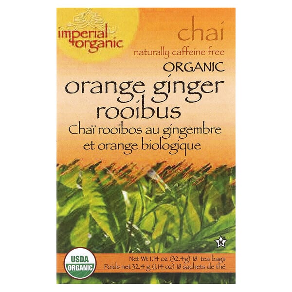 unl00008_v_12.jpg Imperial Organic, чай со вкусом апельсина и имбиря, без кофеина, 18 чайных пакетиков, 32,4 г (1,14 унции) — Uncle Lee's Tea