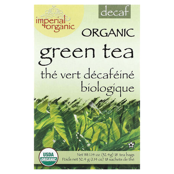 unl00012_v_12.jpg Imperial Organic, зеленый чай без кофеина, 18 чайных пакетиков, 32,4 г (1,14 унции) — Uncle Lee's Tea
