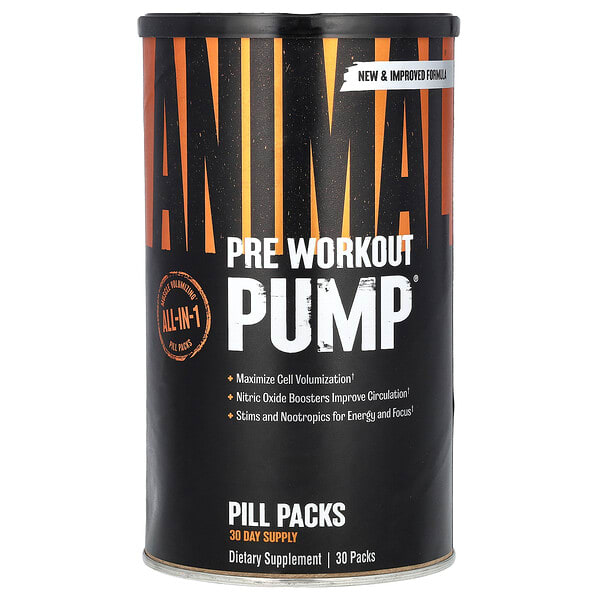 unn03054_v_73.jpg Pre Workout Pump, предтренировочный комплекс, пакетики с таблетками, 30 пакетиков — Animal