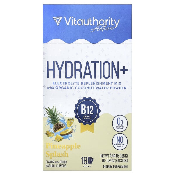 vau64108_v_21.jpg Active, Hydration+, ананасовый спрей, 18 стиков по 7 г (0,24 унции) — Vitauthority