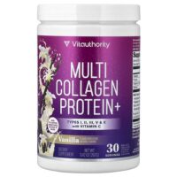 Collagen Protein+, коллаген нескольких типов, с ванильным вкусом, 267 г (9,42 унции) — Vitauthority