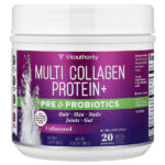 Multi Collagen Protein+, коллаген с пребиотиками и пробиотиками, без добавок, 408 г (14,39 унции) — Vitauthority