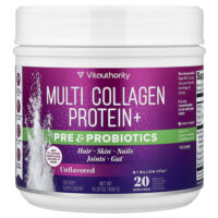 Multi Collagen Protein+, коллаген с пребиотиками и пробиотиками, без добавок, 408 г (14,39 унции) — Vitauthority