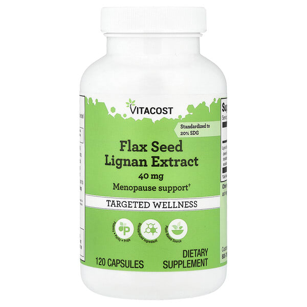 vcb00249_v_10.jpg Flax Seed Lignan Extract, 40 mg, 120 Capsules — Vitacost