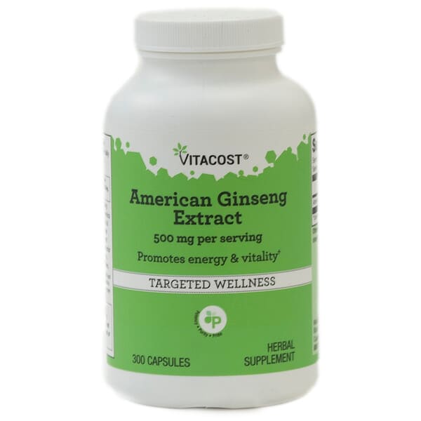 vcb00379_v_1.jpg American Ginseng Extract, 500 mg per serving, 300 Capsules — Vitacost