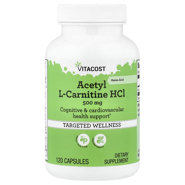 vcb00941_v_9.jpg Acetyl L-Carnitine HCl, 500 mg, 120 Capsules — Vitacost