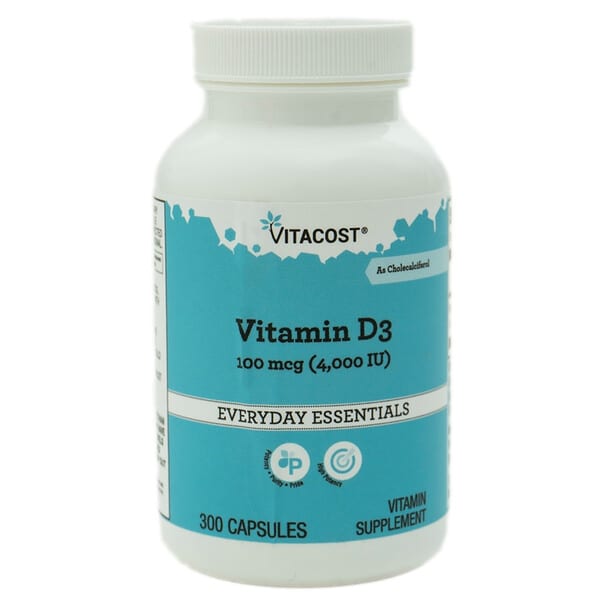 vcb01095_v_1.jpg Vitamin D3 as Cholecalciferol, 100 mcg (4000 IU), 300 Capsules — Vitacost
