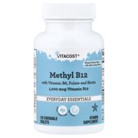 Methyl B12 with Vitamin B6, Folate and Biotin, Natural Cherry, 120 Chewable Tablets — Vitacost