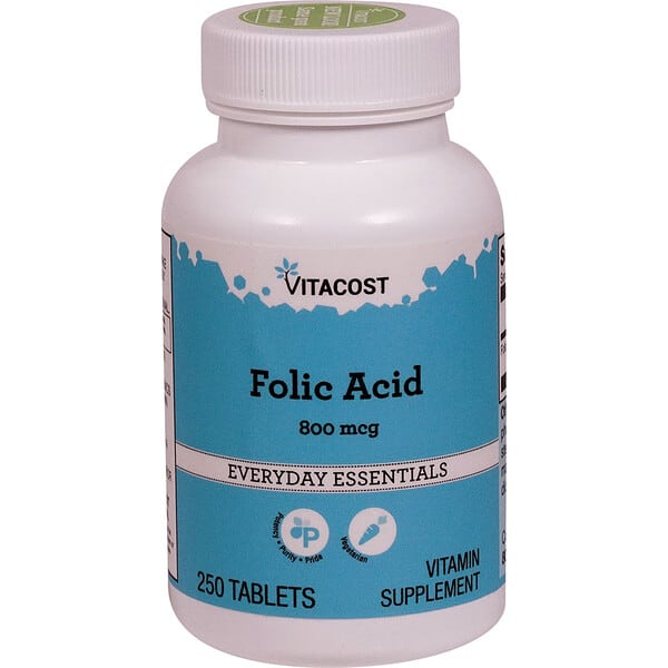 vcb01581_v_1.jpg Folic Acid, 800 mcg, 250 Tablets — Vitacost