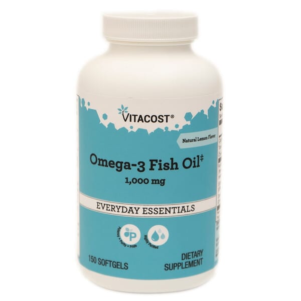 vcb01642_v_1.jpg Omega-3 Fish Oil‡ Lemon, 1000 mg, 150 Softgels — Vitacost