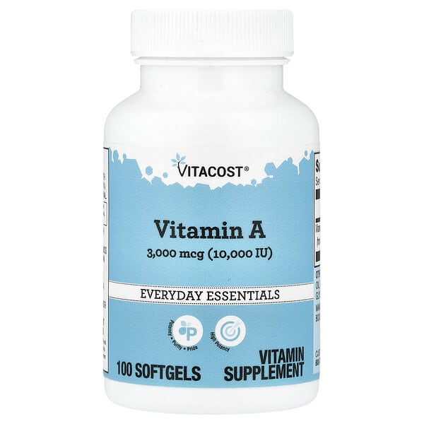 vcb02629_v_10.jpg Vitamin A, 3000 mcg (10,000 IU), 100 Softgels — Vitacost