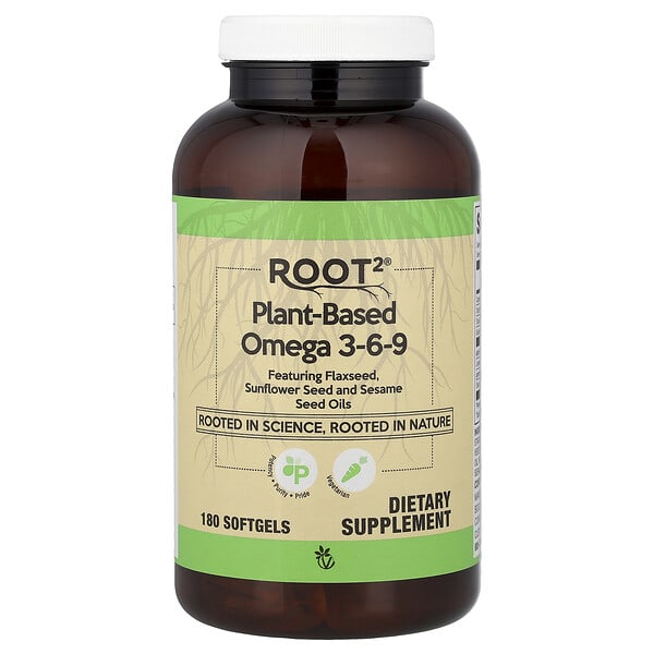 vcb02729_v_10.jpg Root2®, Plant-Based Omega 3-6-9, 180 Softgels — Vitacost