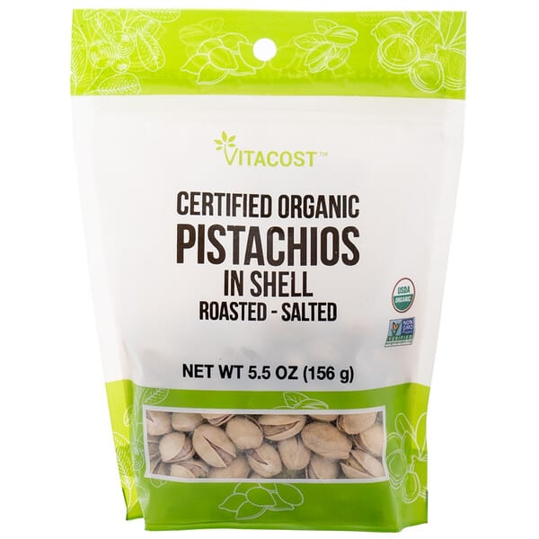 vcb03073_v_1.jpg Certified Organic Pistachios In Shell Roasted Salted Non-GMO Kosher, 5.5 oz — Vitacost