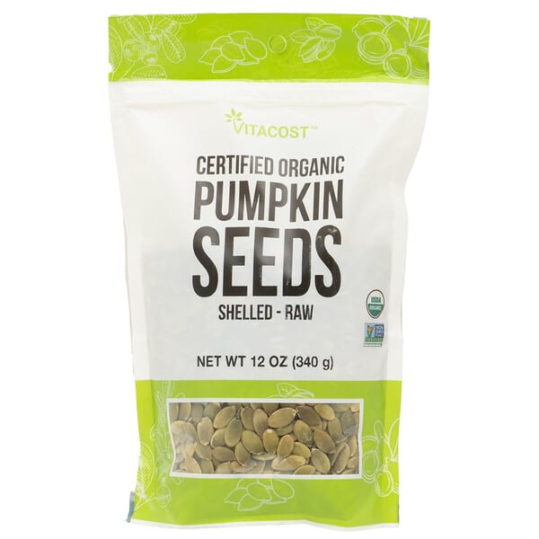 vcb03074_v_1.jpg Kosher Non-GMO Certified Organic Pumpkin Seeds Shelled Raw, 12 oz — Vitacost