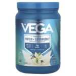 Premium, Protein + Supergreens™, протеиновая добавка с зеленью, сливочная ваниль, 510 г (1 фунт 2 унции) — Vega