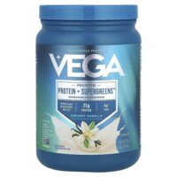 Premium, Protein + Supergreens™, протеиновая добавка с зеленью, сливочная ваниль, 510 г (1 фунт 2 унции) — Vega