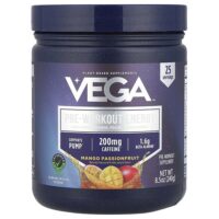 Pre-Workout Energy, манго и маракуйя, 240 г (8,5 унции) — Vega