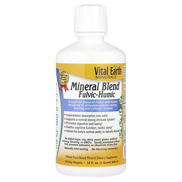 vem00003_v_39.jpg Vital Earth Minerals, Смесь фульвовых и гуминовых минералов, 32 жидкие унции (946 мл)
